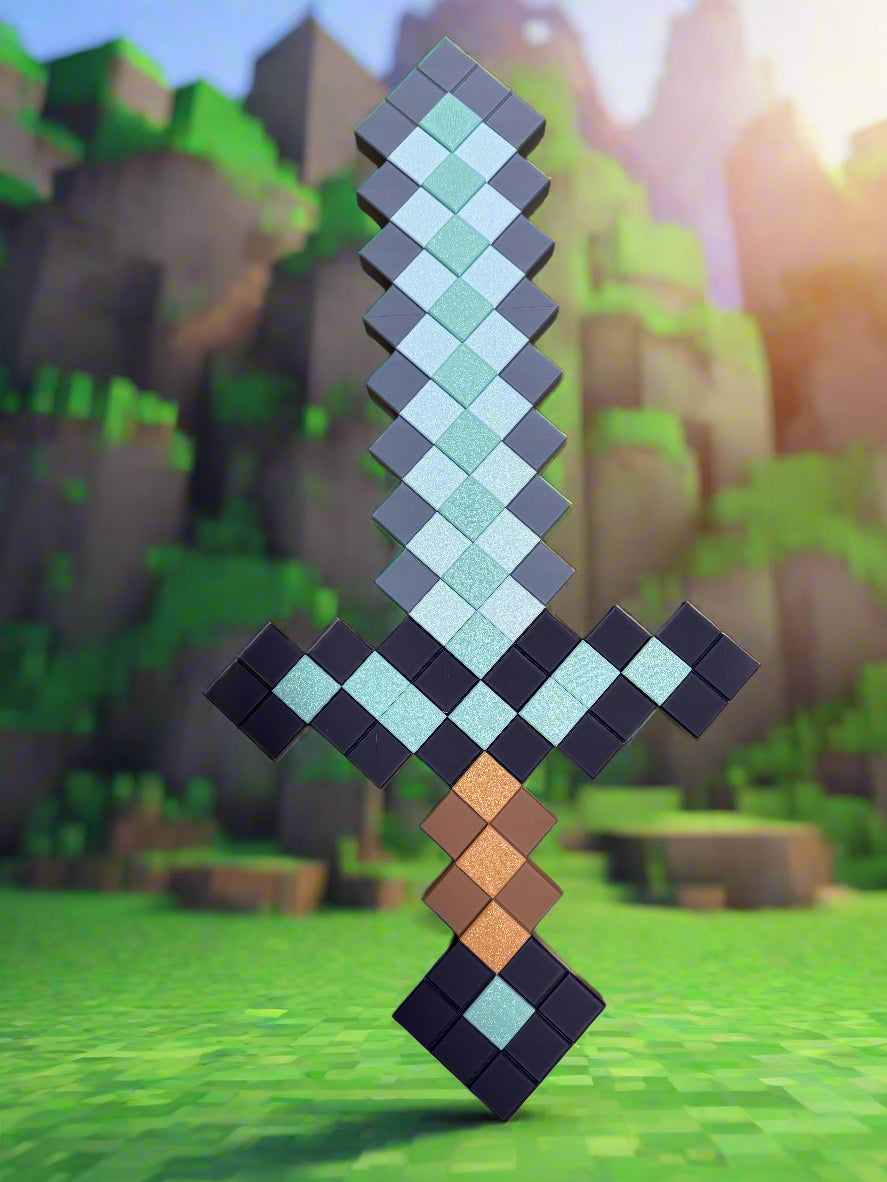 3D Printed Pixel Sword – Inspired by Minecraft (23 Inches Long)